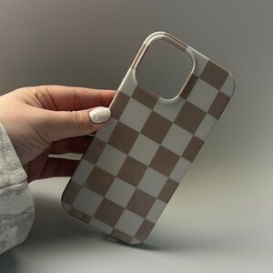 Velvet Caviar Brown and White Checkerboard iPhone Case